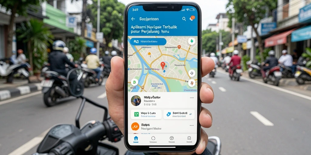Tampilan antarmuka aplikasi Navigasi Motor 34R yang user-friendly.