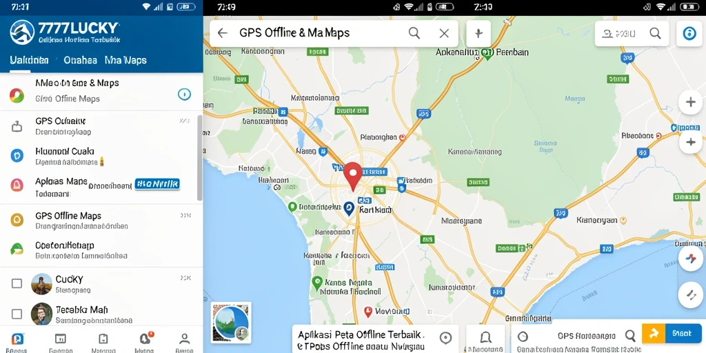 Antarmuka intuitif aplikasi GPS Offline Maps 777LUCKY.