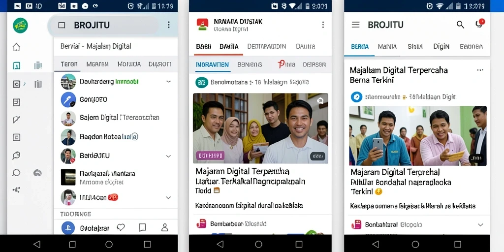 Tampilan antarmuka aplikasiasi Majalah Digital BROJITU yang modern.