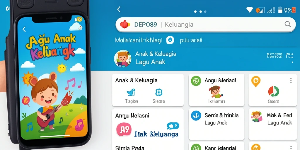 Antarmuka DEPO89 yang ramah anak dengan berbagai lagu.