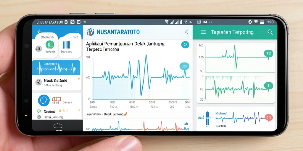 Antarmuka aplikasi NUSANTARATOTO yang menampilkan grafik detak jantung.