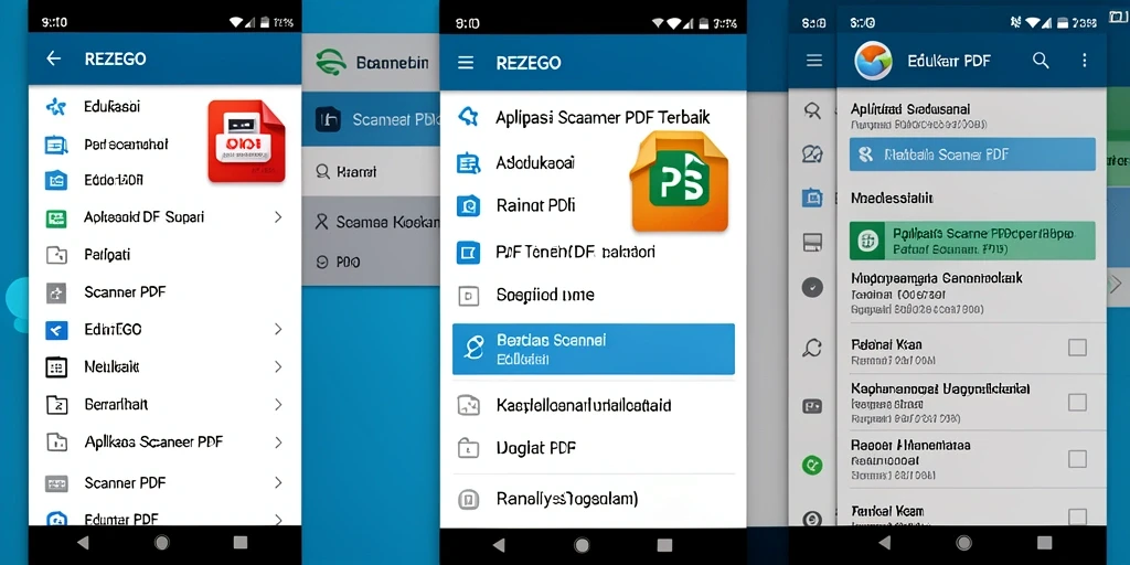 Tampilan antarmuka pengguna aplikasi Scanner PDF REZEGO yang intuitif.
